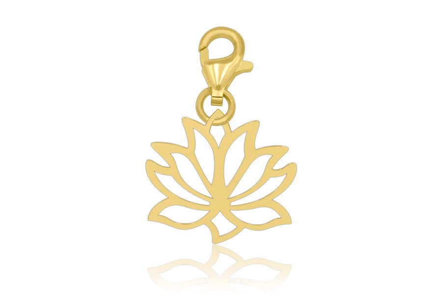 Złota zawieszka pr. 585 CHARMS Kwiat Lotosu