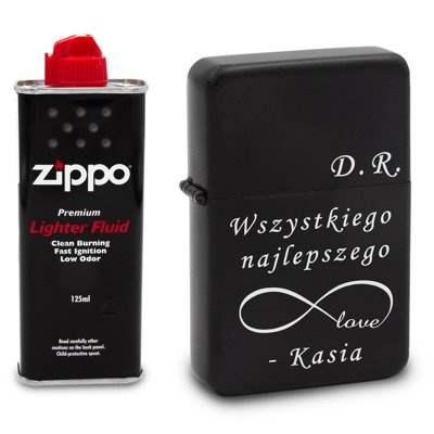 Zapalniczka Benzynowa czarna z GRAWEREM + Zippo