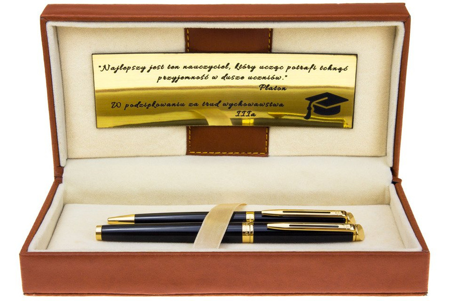 Pióro wieczne i długopis Hemisphere GT czarny z GRAWEREM